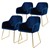 Eetkamerstoel set van 4 met rugleuning en armleuningen Blauwe keukenstoel met microvezel fluwelen hoes ML design