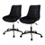 Office chair set of 2 on castors black with velvet cover and metal frame ML design