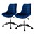 Office chair set of 2 on castors blue with velvet cover and metal frame ML design