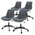 Office chair set of 4 on castors anthracite with faux leather cover and metal frame ML design