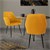 Dining chair set of 2 with back and armrests yellow velvet ML design