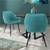 Eetkamerstoelen met rugleuning en armleuningen Set van 2 Turquoise fluwelen bekleding met metalen poten ML-Design