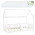 Crib with fall out protection slatted frame and roof 80x160 cm white pine ML design