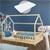 Kinderbett mit Dach und Lattenrost 90x200 cm Natur aus Kiefernholz inkl. Matratze ML-Design