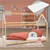 Kinderbett mit Dach und Lattenrost 90x200 cm Natur aus Kiefernholz inkl. Matratze ML-Design