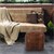 WOMO-DESIGN Tabouret à assise carrée marron, 40x40x40 cm, en cuir avec rembourrage en coton