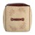 Firkantet skammel 45 cm beige/brun ægte læder/sejldug med bomuldsfyld WOMO-Design
