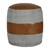 Skammel rund Ø 43x47 cm grå/brun af ægte læder/sejldug med bomuldsfyld WOMO-Design