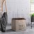 WOMO-DESIGN Square stool grey/brown, 45x45x45 cm, made of real leather/sailcloth with cotton filling
