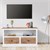 TV lowboard naturale/bianco, 110x45x57 cm, con 2 cassetti, in legno di mango