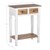 Table console naturelle/blanche, 60x35x80 cm, avec 2 tiroirs, en bois de manguier
