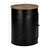 WOMO-DESIGN mesa lateral redonda, natural/preto, Ø 40 x 55 cm, madeira de manga e pó metálico revestido