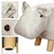 WOMO-DESIGN taburete animal hipopótamo blanco/gris, 65x31x37 cm, de imitación de cuero