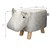 WOMO-DESIGN fezes de animais hipopótamo branco/cinzento, 65x31x37 cm, feito de imitação de couro