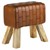 Sitzhocker 48x48x30 cm Braun aus Mangoholz und Büffelleder  WOMO-Design