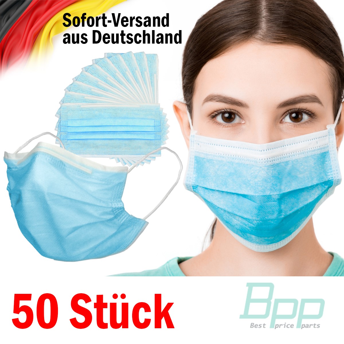 Indexbild 2 - Mundschutz Maske Einweg 50 Stück Mund-Nasen-Schutz 3lagig Gesicht Schutzmaske OP