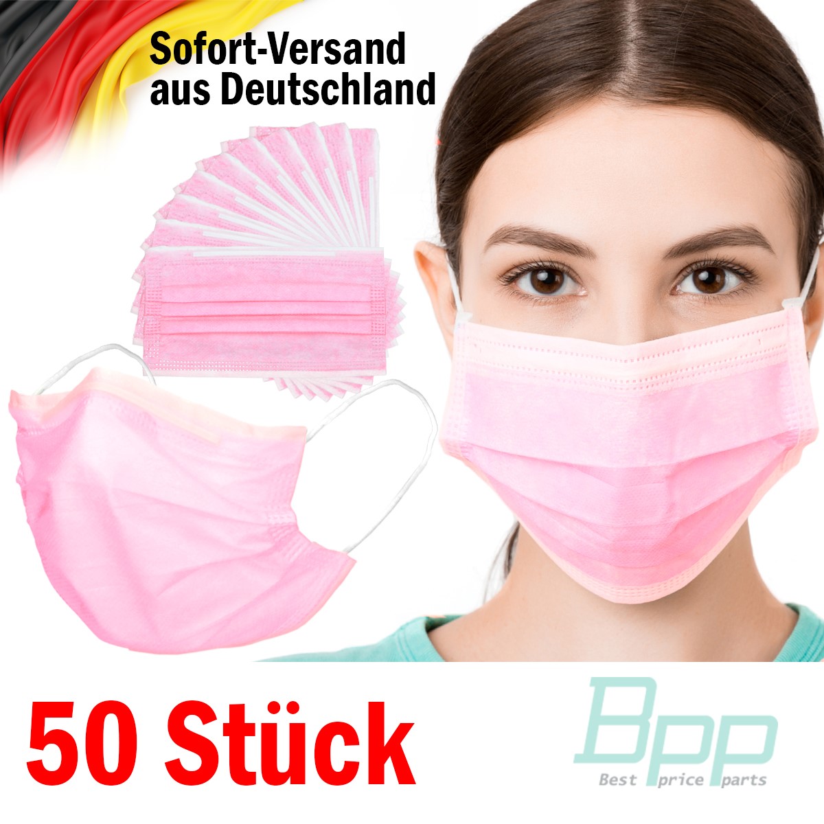 Indexbild 7 - Mundschutz Maske Einweg 50 Stück Mund-Nasen-Schutz 3lagig Gesicht Schutzmaske OP