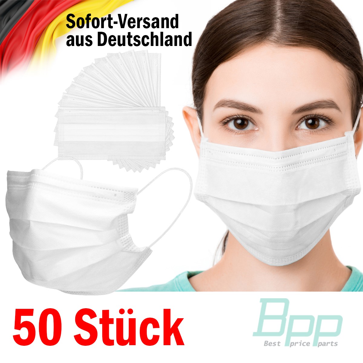 Indexbild 13 - Mundschutz Maske Einweg 50 Stück Mund-Nasen-Schutz 3lagig Gesicht Schutzmaske OP