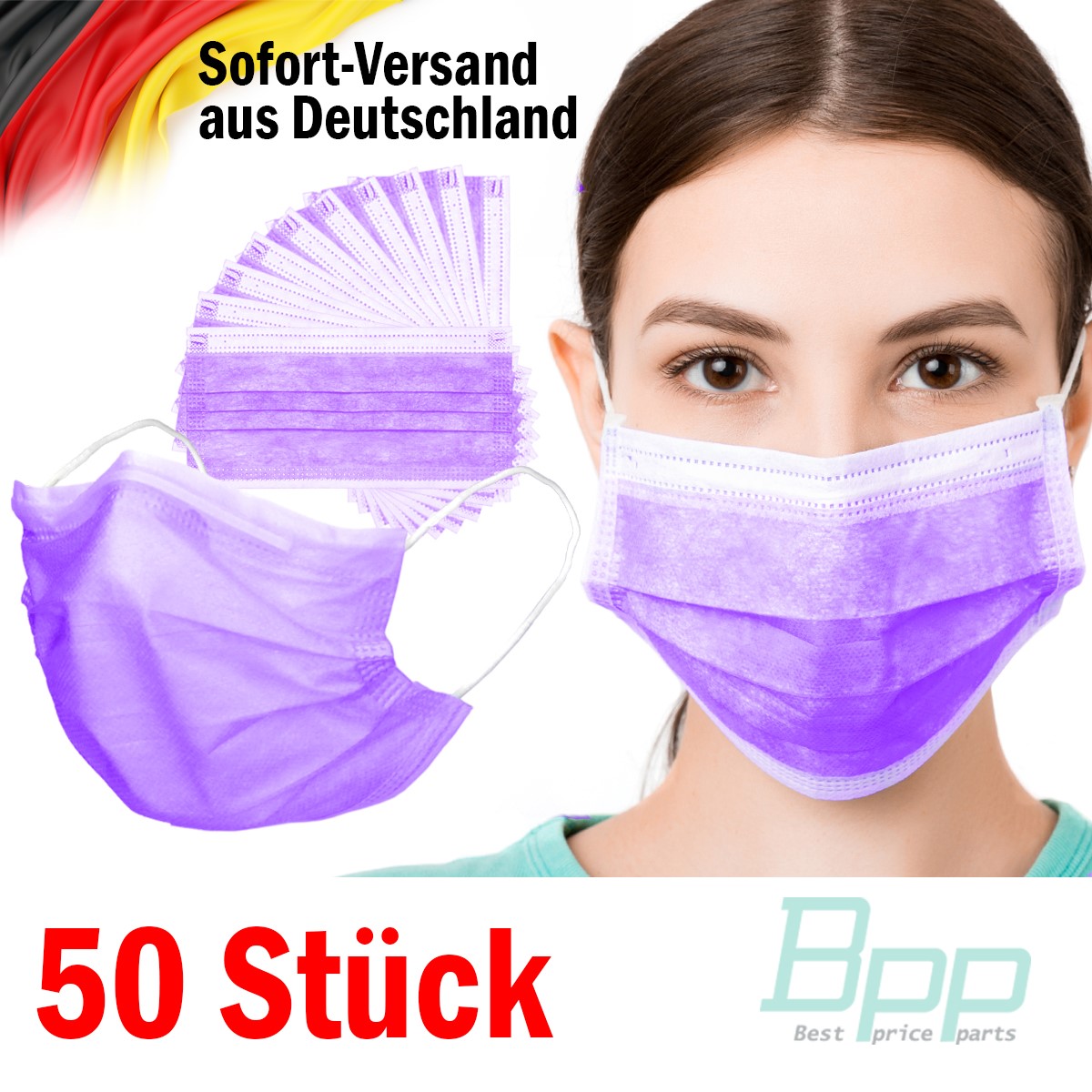 Indexbild 5 - Mundschutz Maske Einweg 50 Stück Mund-Nasen-Schutz 3lagig Gesicht Schutzmaske OP