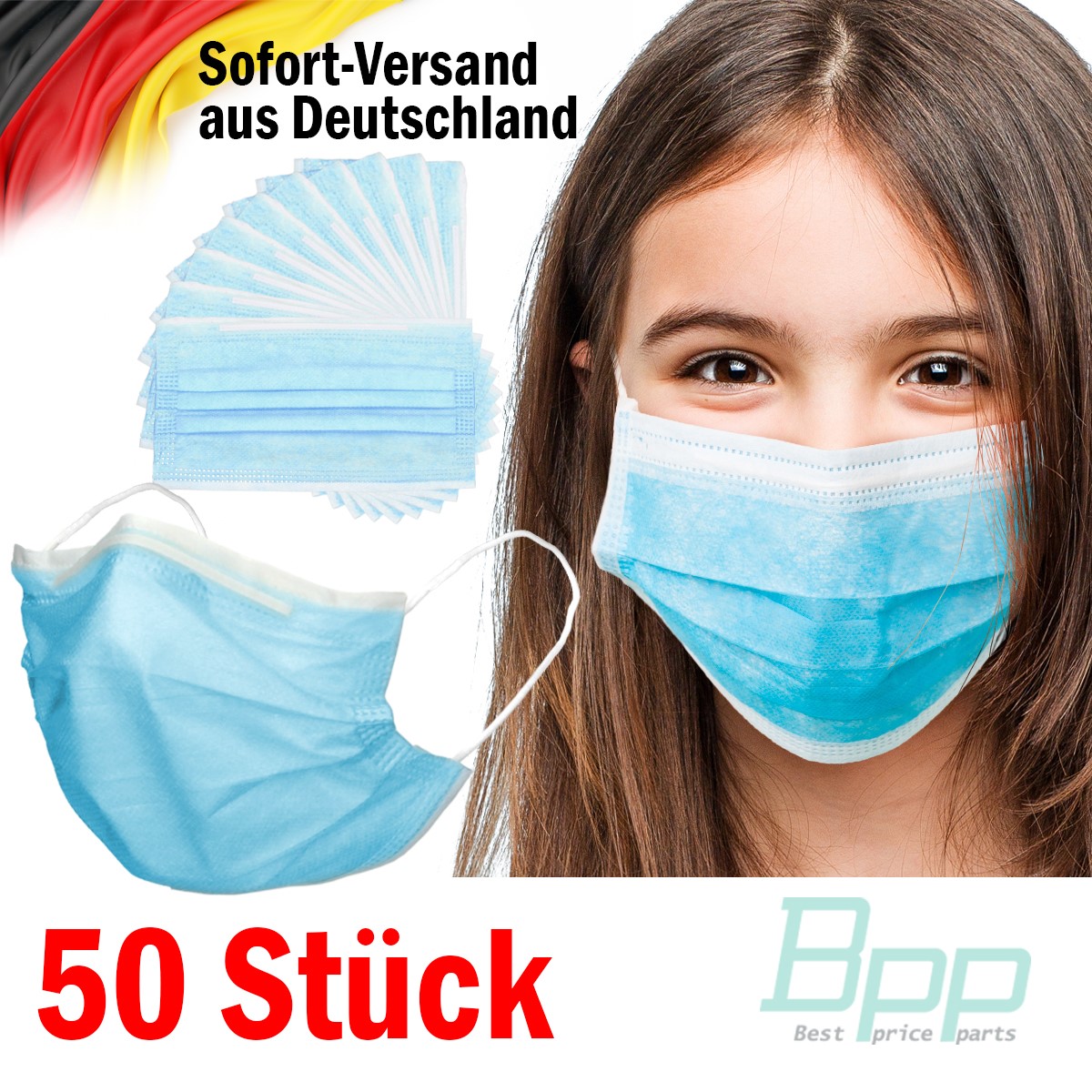 Indexbild 3 - Mundschutz Maske Einweg 50 Stück Mund-Nasen-Schutz 3lagig Gesicht Schutzmaske OP