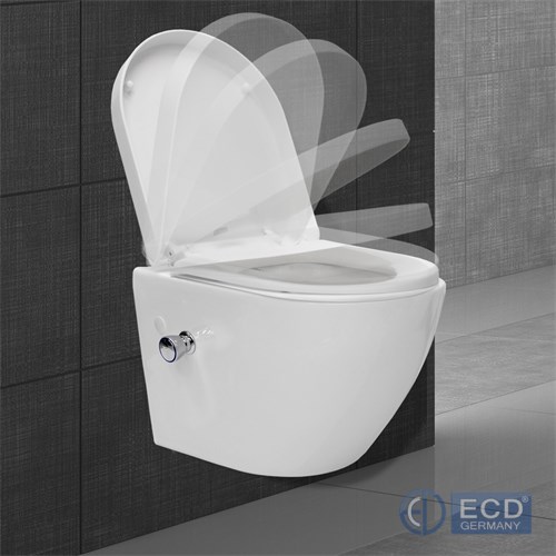 Spülrandloses WC Hänge Toilette Softclose Absenkautomatik Deckel Bidet-Funktion