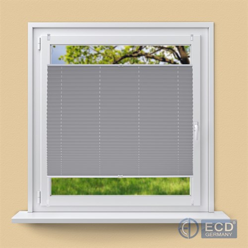 Plissee Klemmfix ohne Bohren 40x140cm silber-grau Jalousie Faltrollo Fenster