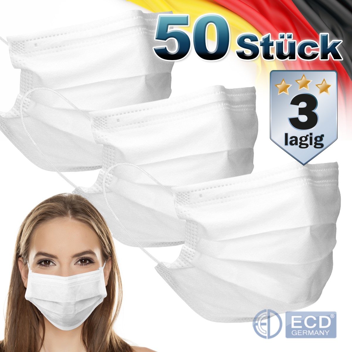 Indexbild 4 - Mundschutz Maske Einweg Gesichtsmaske Mund-Nasen-Schutz 3-lagig  50er Set OP
