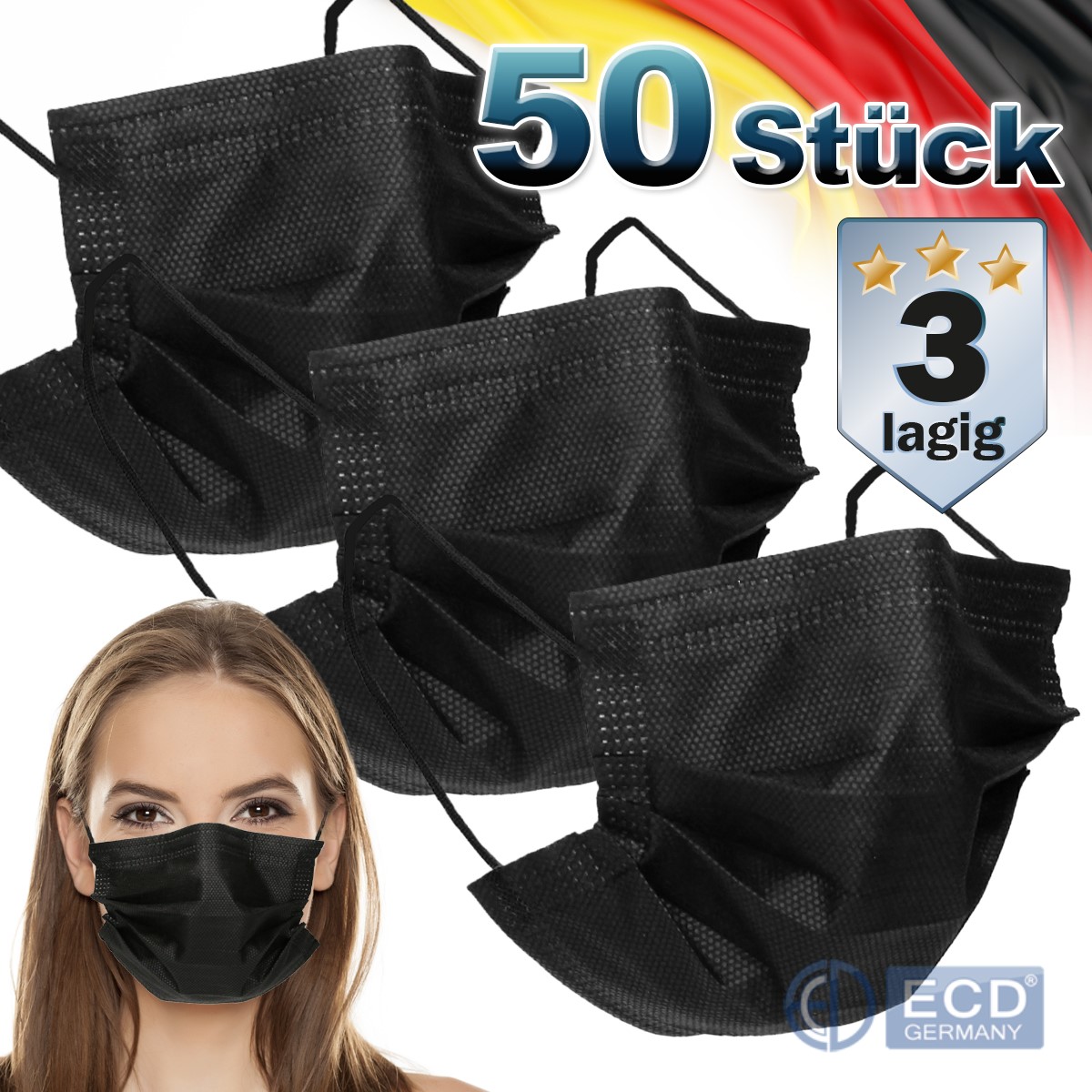Indexbild 5 - Mundschutz Maske Einweg Gesichtsmaske Mund-Nasen-Schutz 3-lagig  50er Set OP