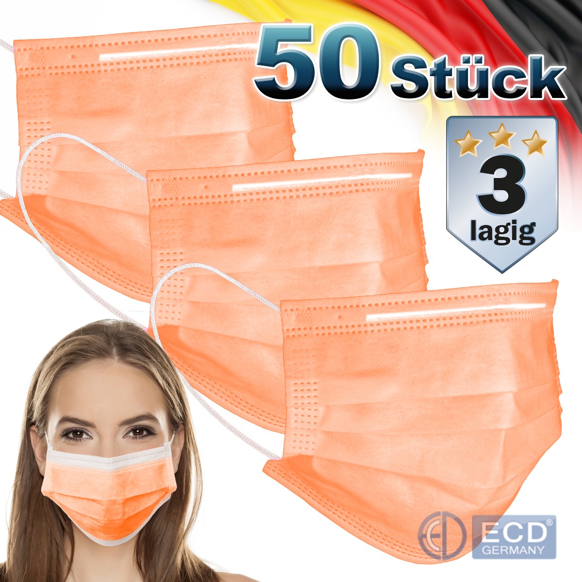 Indexbild 6 - Mundschutz Maske Einweg Gesichtsmaske Mund-Nasen-Schutz 3-lagig  50er Set OP