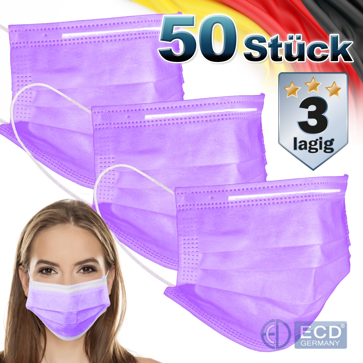 Indexbild 7 - Mundschutz Maske Einweg Gesichtsmaske Mund-Nasen-Schutz 3-lagig  50er Set OP