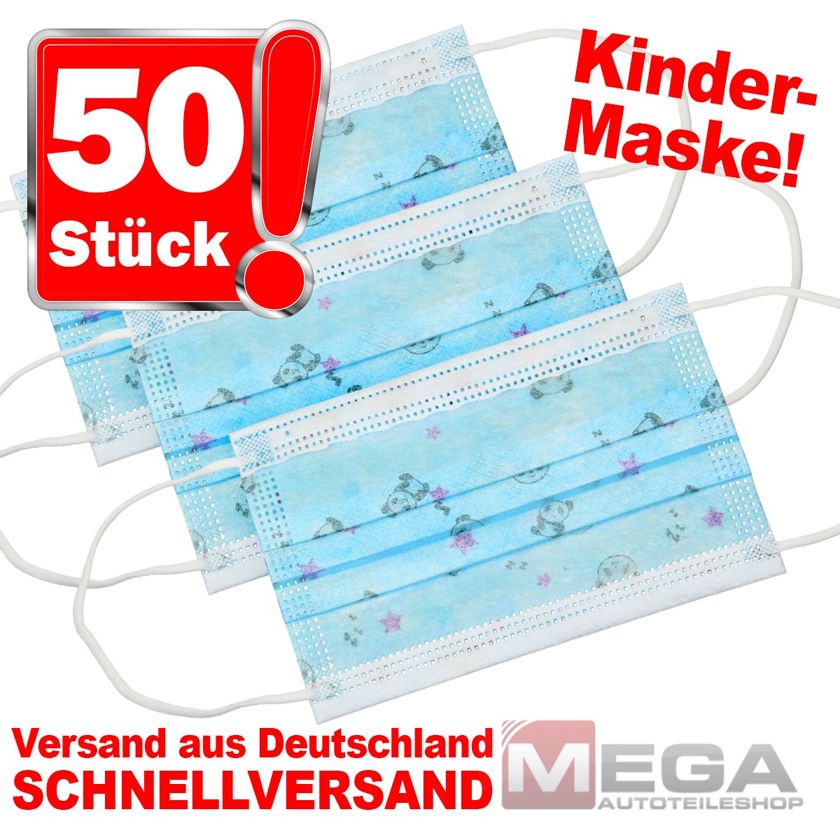 Indexbild 4 - Mundschutz Maske Einweg Mund Nase Schutz Gesichtsmaske 3-lagig 50er Pack OP
