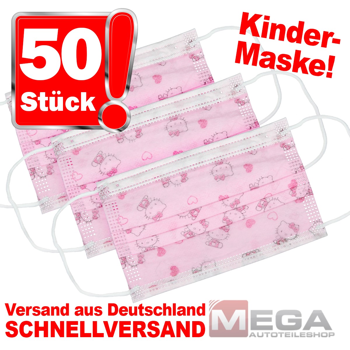 Indexbild 9 - Mundschutz Maske Einweg Mund Nase Schutz Gesichtsmaske 3-lagig 50er Pack OP