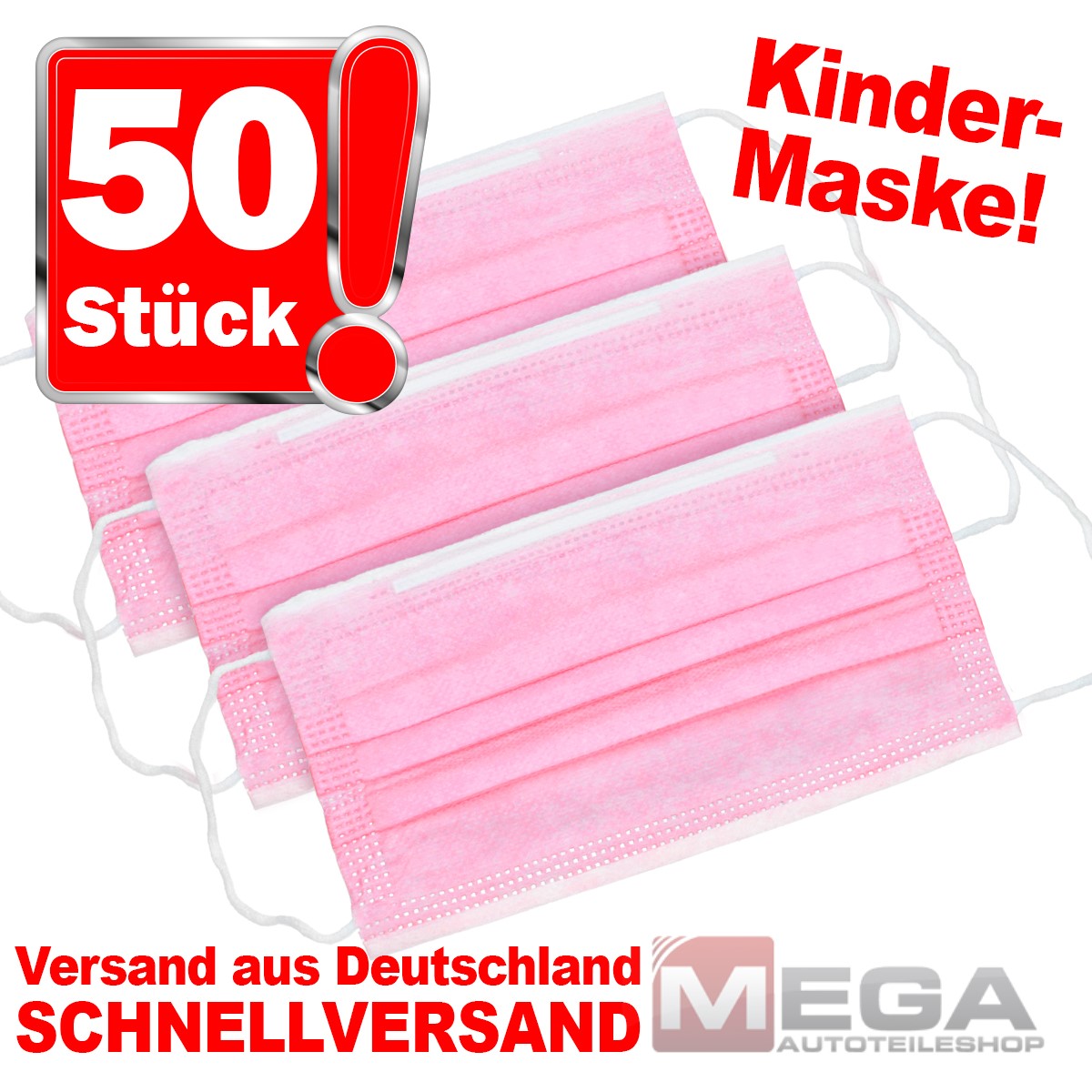 Indexbild 8 - Mundschutz Maske Einweg Mund Nase Schutz Gesichtsmaske 3-lagig 50er Pack OP