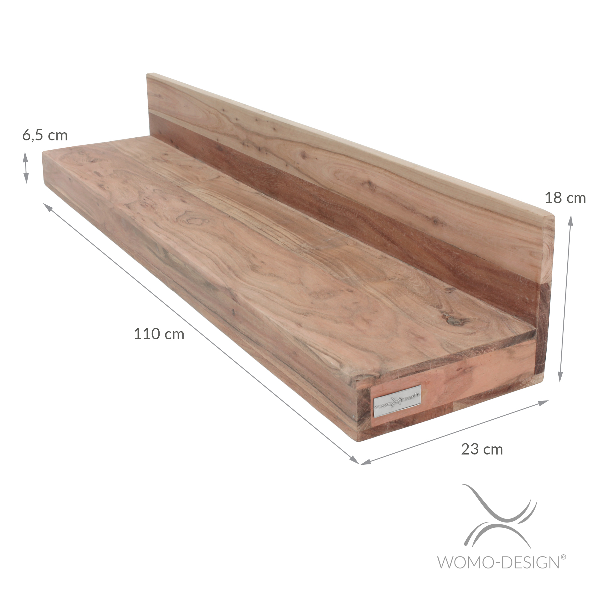 Estanter de pared madera maciza acacia tablero balda flotante 140cm WOMO  DESIGN®